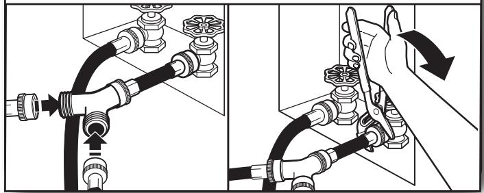 WHIRLPOOL WGD70HEBW - INSTALLATION GUIDE - Attach long hose to "Y" connector and tighten couplings - 1