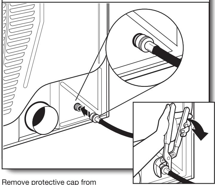WHIRLPOOL WGD70HEBW - INSTALLATION GUIDE - Attach long hose to dryer fill valve and tighten coupling - 1