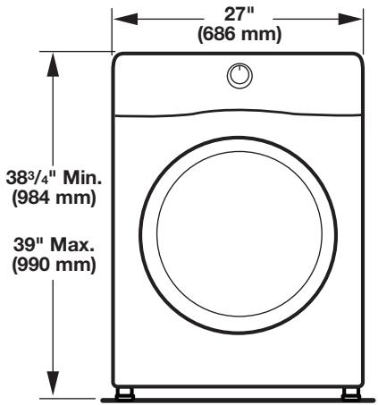 WHIRLPOOL WGD70HEBW - INSTALLATION GUIDE - DIMENSIONS DE LA SÉCHEUSE - 1