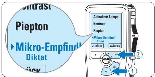 PHILIPS LFH9120,  LFH9120,  LFH9375,  LFH9380,  LFH9398,  LFH9399,  LFH-9172 - Mikrofonempfindlichkeit einstellen - 3