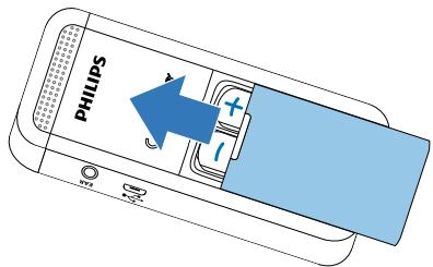 PHILIPS VOICE TRACER DVT2700 - Insérer les piles ou accus - 3