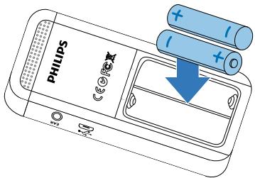 PHILIPS VOICE TRACER DVT2700 - Insérer les piles ou accus - 2