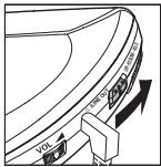Diagram showing a car's side panel with directional arrows and labels like 'VOL' and 'AIR VOLT'