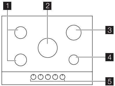 AEG-ELECTROLUX EGG7353 - DISPOSICION DE LAS ZONAS DE COCCION - 1