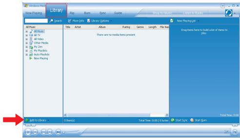 PHILIPS PSS210 - Adding songs to the Windows Media Player Library - 3