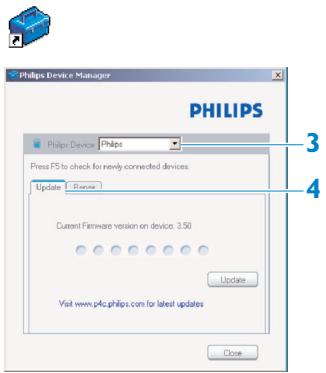 PHILIPS SA3123 - Vérification manuelle de la version de votre microprogramme - 1