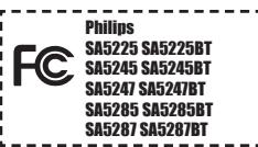 PHILIPS SA5225BT - Avis pour les États-Unis - 1