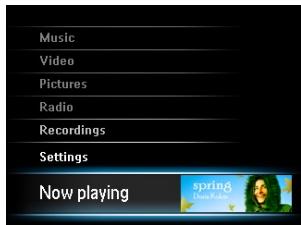 PHILIPS SA5245BT - Dans le menu principal : - 1