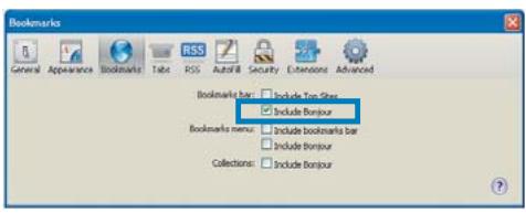PHILIPS DS3880W - Cochez Include Bonjour (Inclure Bonjour) pour la barre Signets. - 1