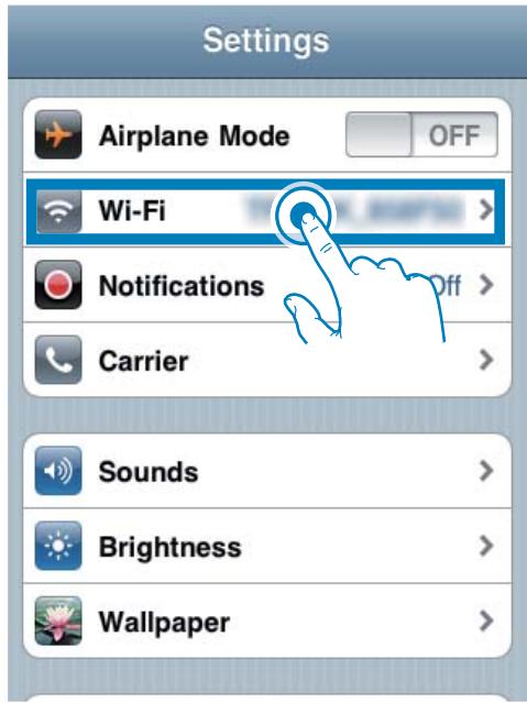 PHILIPS DS3880W - Sélectionnez Paramètres->Wi-Fi sur votre iPod touch/iPhone/iPad. - 1