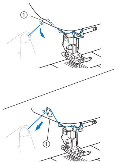 BROTHER F410 - Cut the thread with the thread cutter on the left side of the machine. - 1