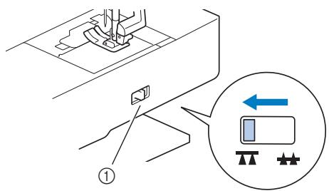 BROTHER F410 - Slide the feed dog position switch, located at the rear of the machine on the base, to (to the left as seen from the rear of the machine). - 1