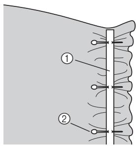 BROTHER F410 - Pin the elastic tape to the wrong side of the fabric. - 1