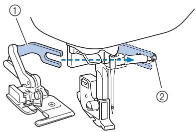 BROTHER F410 - Hook the connecting fork of the side cutter onto the needle clamp screw. - 1
