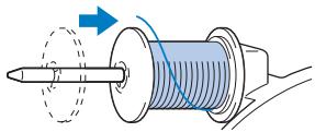 BROTHER F410 - Slide the spool cap onto the spool pin. - 1