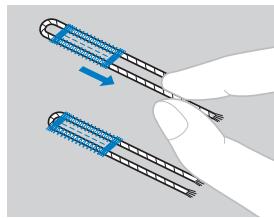 BROTHER F410 - When sewing is finished, gently pull the gimp thread to remove any slack. - 1