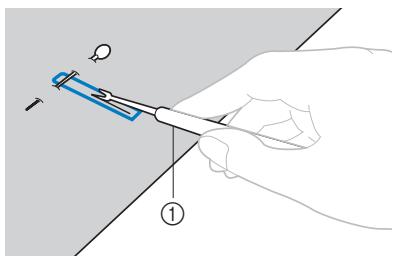 BROTHER F410 - Use the seam ripper to cut towards the pin and open the buttonhole. - 1
