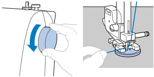 BROTHER FS100WT - Place a button between the presser foot and the fabric. - 3