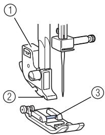 BROTHER FS100WT - Place a different presser foot below the presser foot holder so that the presser foot pin is aligned with the shank in the holder. - 1