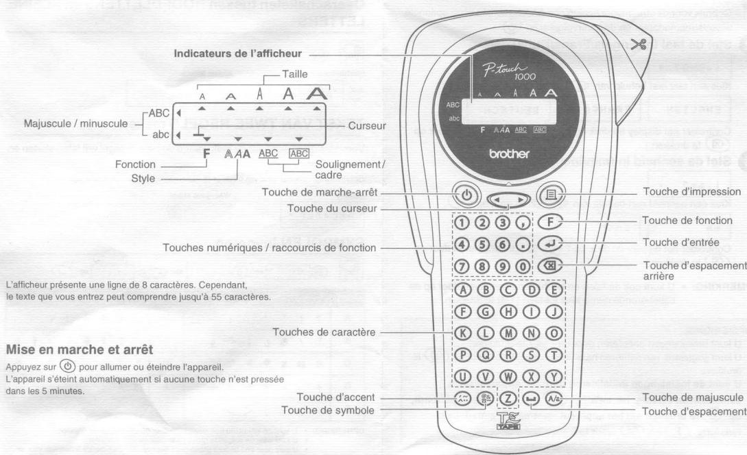 BROTHER P-TOUCH 1000 - CLAVIER &amp; AFFICHEUR - 1