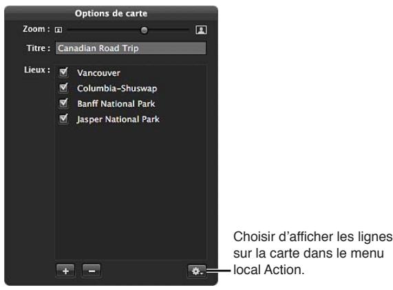 APPLE APERTURE 3.4 - Pour afficher des lignes de direction entre les emplacements affichés sur la carte - 1