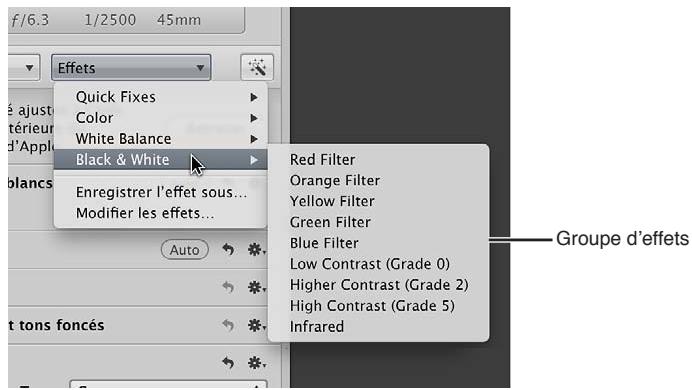 APPLE APERTURE 3.4 - Organisation des effets - 1