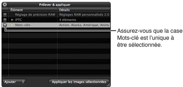 APPLE APERTURE 3.4 - Application de mots-clés à l'aide de la palette prélever et appliquer - 3