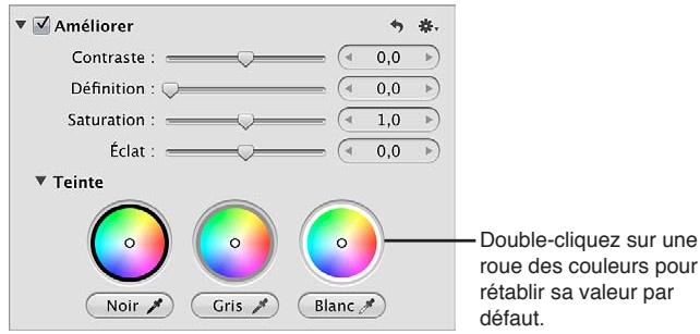 APPLE APERTURE 3.4 - Pour réinitialiser une roue des couleurs teinte - 1