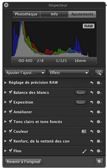 APPLE APERTURE 3.4 - Pour afficher ou masquer la palette de l'inspecteur - 1