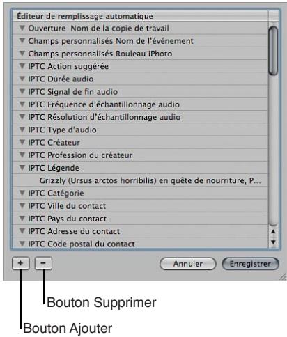 APPLE APERTURE 3.4 - Pour configurer les entrées de replissage automatique dans l'éditeur de replissage automatique - 1