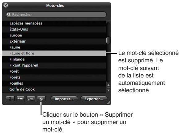 APPLE APERTURE 3.4 - Pour supprimer un mot-clé ou un groupe de mots-clés de la bibliothèque - 2