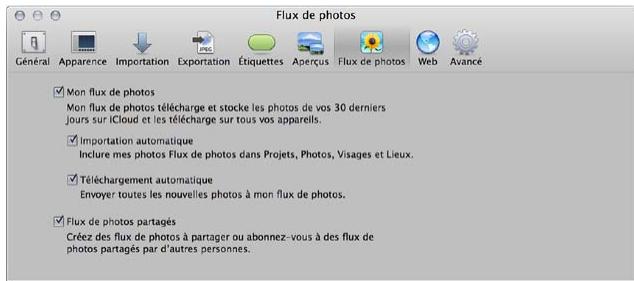 APPLE APERTURE 3.4 - Pour activer ou désactiver les flux de photos partagés dans aperture - 1