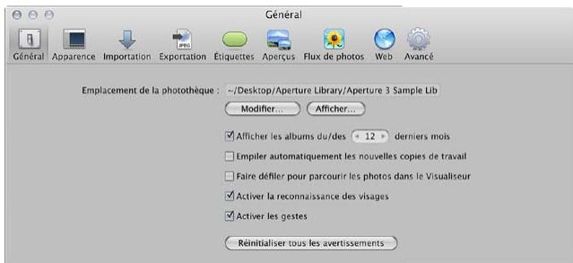 APPLE APERTURE 3.4 - Pour ouvrir la fenêtre préférences - 1