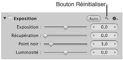 APPLE APERTURE 3.4 - Pour réinitialiser toutes les valeurs de paramètre d'un ajustement - 1