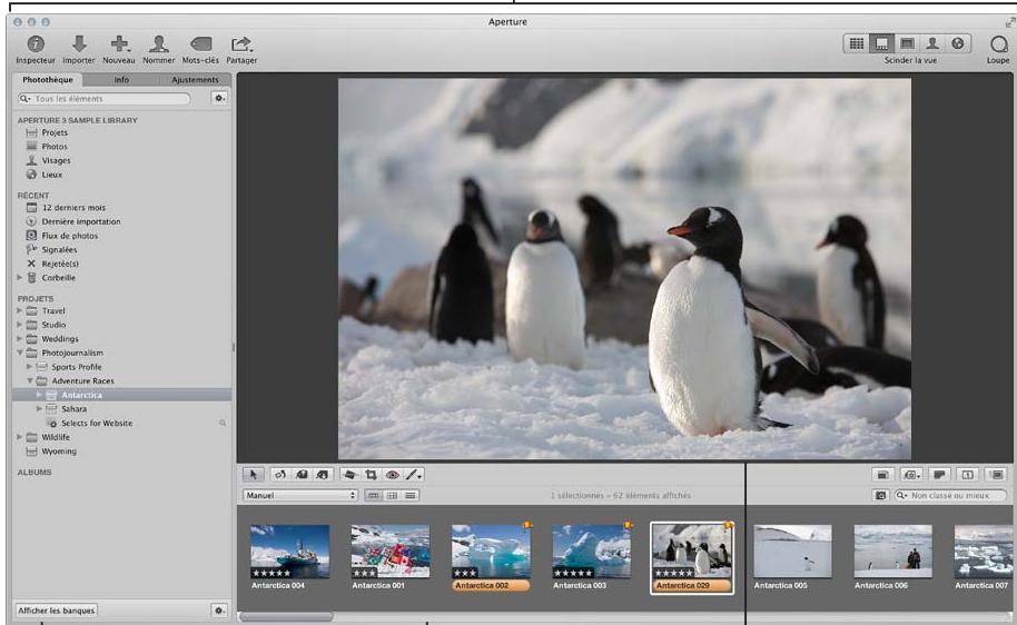 APPLE APERTURE 3.4 - Vue d'ensemble de l'interface aperture - 1