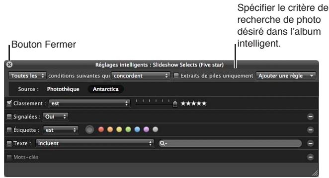 APPLE APERTURE 3.4 - Pour créer un album intelligent dont le champ de recherche ne couvre qu'un seul projet - 2