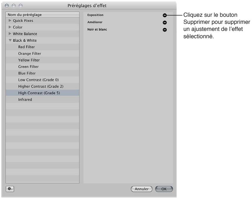 APPLE APERTURE 3.4 - Suppression des ajustements depuis un effet - 1