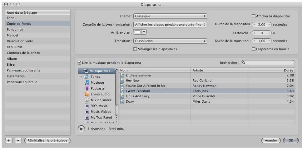 APPLE APERTURE 3.4 - Pour ouvrir la zone de dialogue diaporama - 1