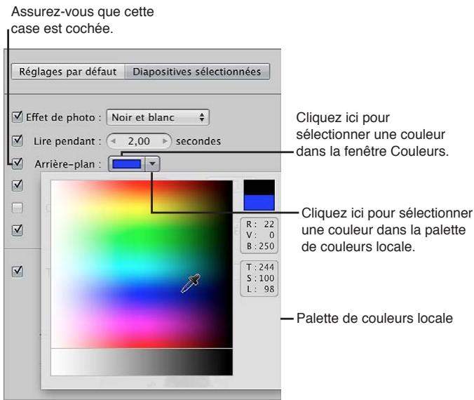 APPLE APERTURE 3.4 - Modification de la couleur d'arrière-plan de certaines diapositives - 1
