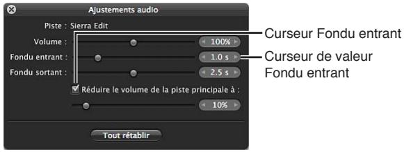 APPLE APERTURE 3.4 - Réglage du volume entre les pistes audio principale et secondaire - 1