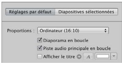 APPLE APERTURE 3.4 - Lecture en boucle du diaporama et de la piste audio principale - 1