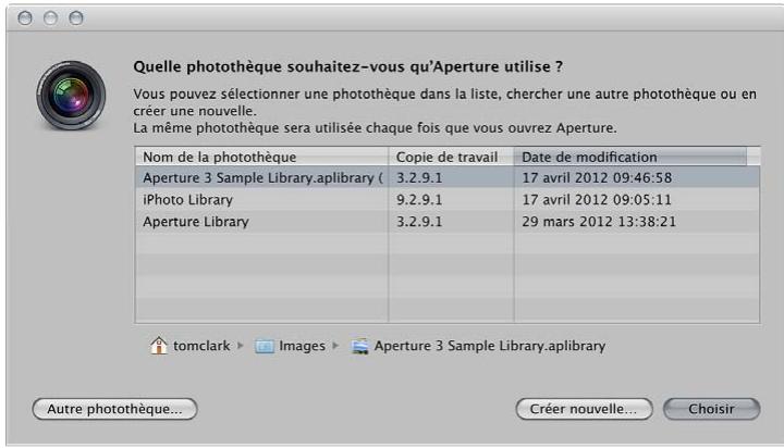 APPLE APERTURE 3.4 - Pour choisir la photothèque à utiliser à l'ouverture d'aperture - 1