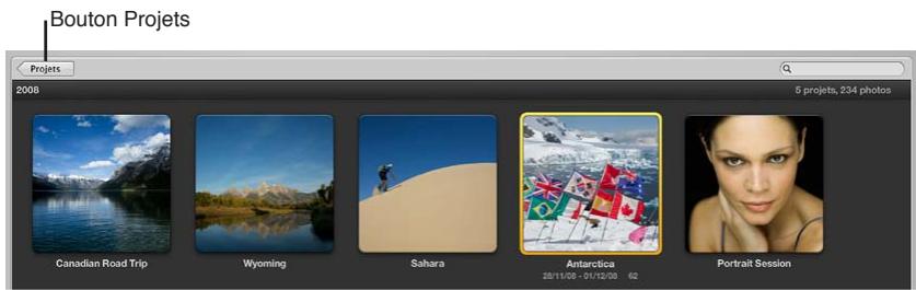 APPLE APERTURE 3.4 - Pour régler la présentation projets afin d'afficher une seule année ou un seul dossier de projets - 2