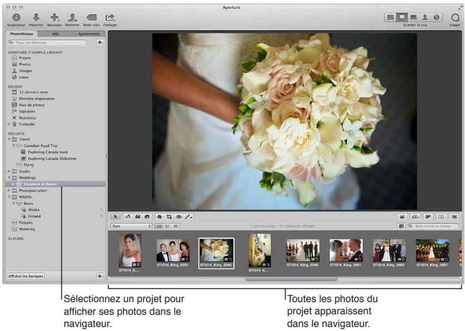 APPLE APERTURE 3.4 - Pour ouvrir un élément dans l'inspecteur de bibliothèque photo - 1
