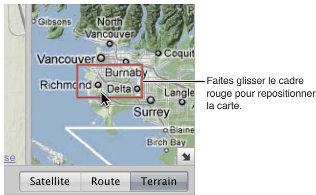 APPLE APERTURE 3.4 - Pour repositionner la carte en présentation lieux - 1