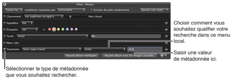 APPLE APERTURE 3.4 - Pour rechercher des photos en fonction de métadonnées différentes des informations IPTC ou EXIF - 1