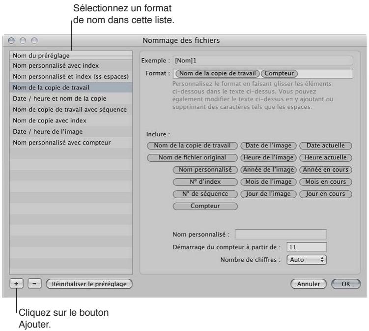 APPLE APERTURE 3.4 - Pour créer un nouveau format de nom - 2