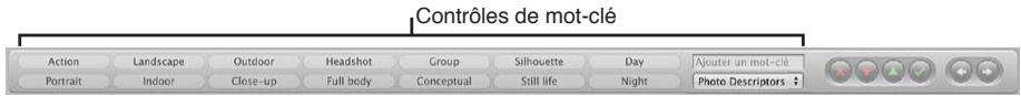 APPLE APERTURE 3.4 - Vue d'ensemble des commandes de mots-clés dans la barre des commandes - 1
