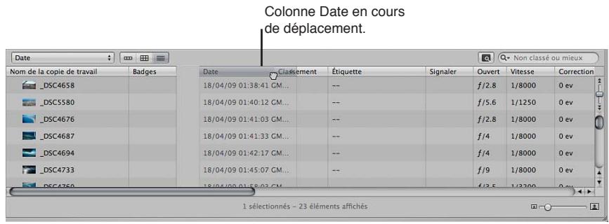 APPLE APERTURE 3.4 - Pour réorganiser les colonnes de métadonnées en présentation par liste - 1