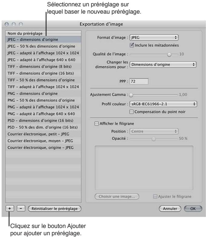 APPLE APERTURE 3.4 - Création d'un préréglage d'exportation - 1